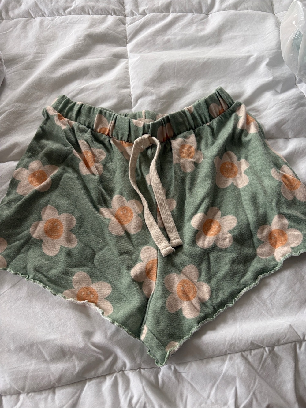 Altar'd State Sage Green Floral Daisy Lounge Shorts